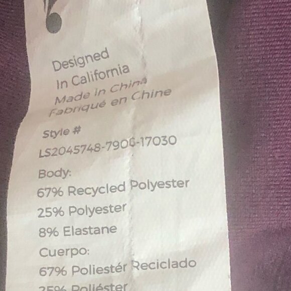 Fabletics Burgundy Front Twist Long Sleeve Cropped Activewear Top Size Small​ - Picture 9 of 9